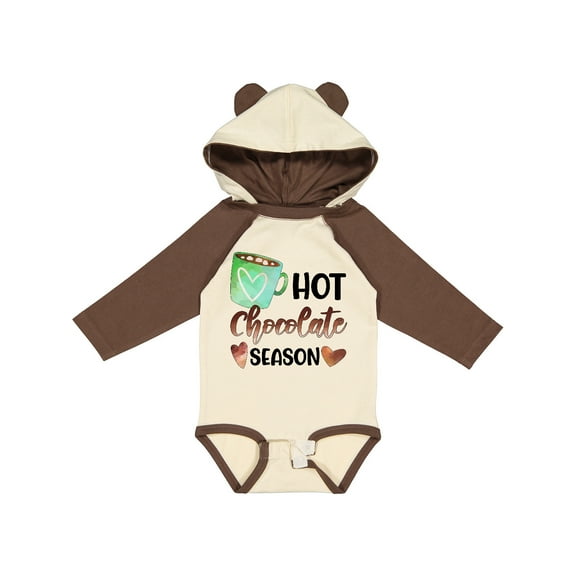 Inktastic Hot Chocolate Season with Green Mug and Hearts Boys or Girls Long Sleeve Baby Bodysuit