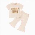 thumbnail image 4 of Toddler Baby Girl Outfits Summer Clothes Set Print Short Sleeve Top and Bell Bottom Pants Set Casual Toddler Outfit 18-24 Months, 4 of 4