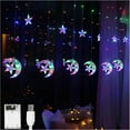 thumbnail image 2 of facefd LED Window Curtain String Light Fairy Lights Moon Star String Light Battery USB Powered for Indoor Bedroom Outdoor Party, 2 of 7