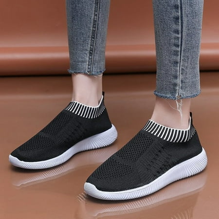 

Ykohkofe Fashion Summer Women Sneakers Large Size Slip On Mesh Breathable Lightweight Comfortable Casual