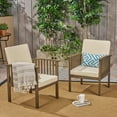 thumbnail image 2 of Outdoor Club Chairs, Set of 2 Acacia Wood Patio Chairs With Waterproof Cushions, Hand Crafted Deep Seat Design For Backyard Terrace, Gray Cream, 2 of 11