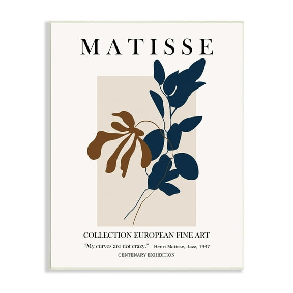 Stupell Industries Bold Modern Botanicals Leaf Silhouettes Matisse Text Wood Wall Art, 10 x 15, Design by Ros Ruseva