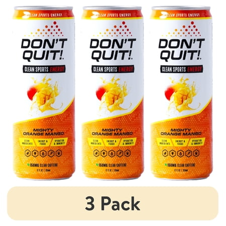 (3 pack) Don't Quit Clean Energy Plus Hydration Mighty Orange Mango 12oz