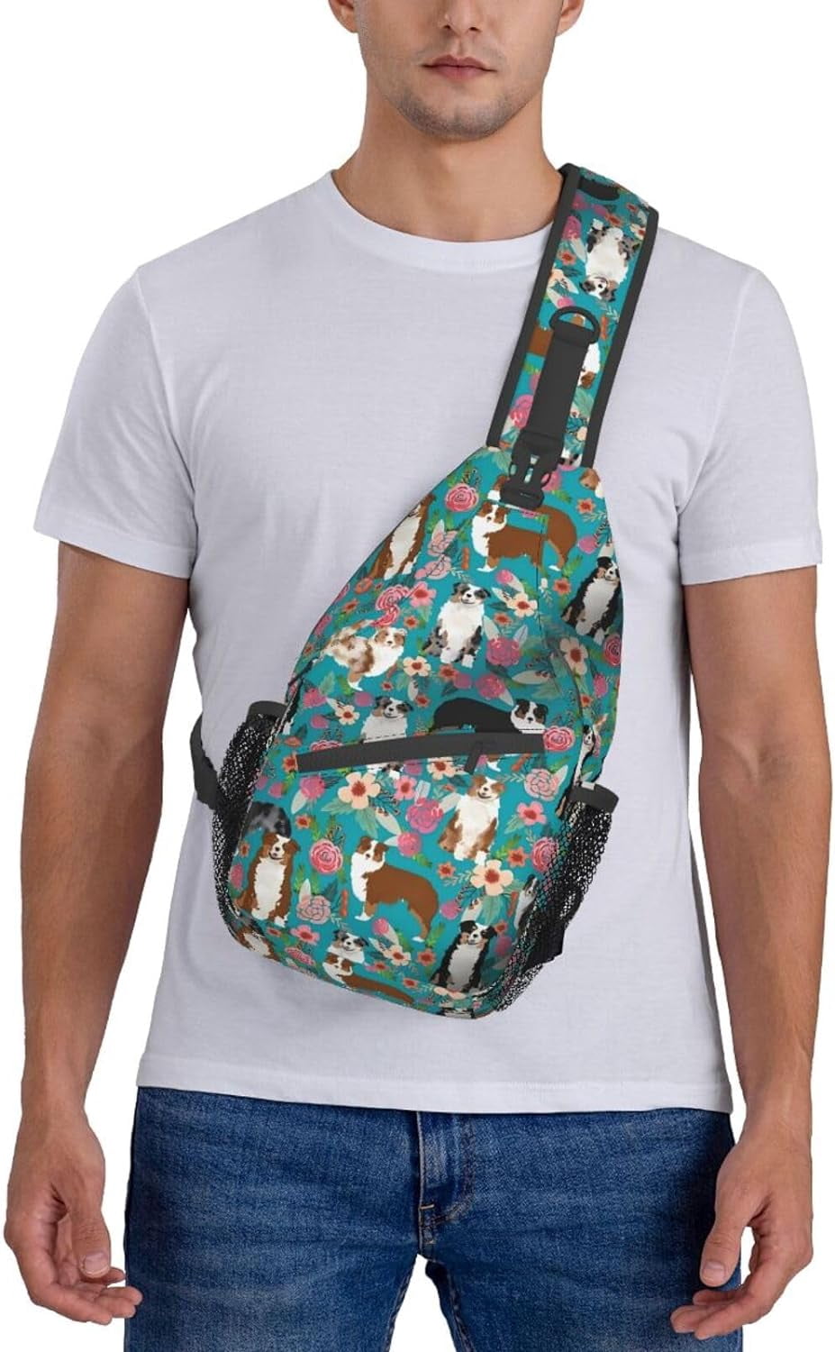 Australian Shepherd Dogs Pattern Sling Bag Crossbody Hiking Travel Chest Bags Backpack Shoulder Daypack for Women Men