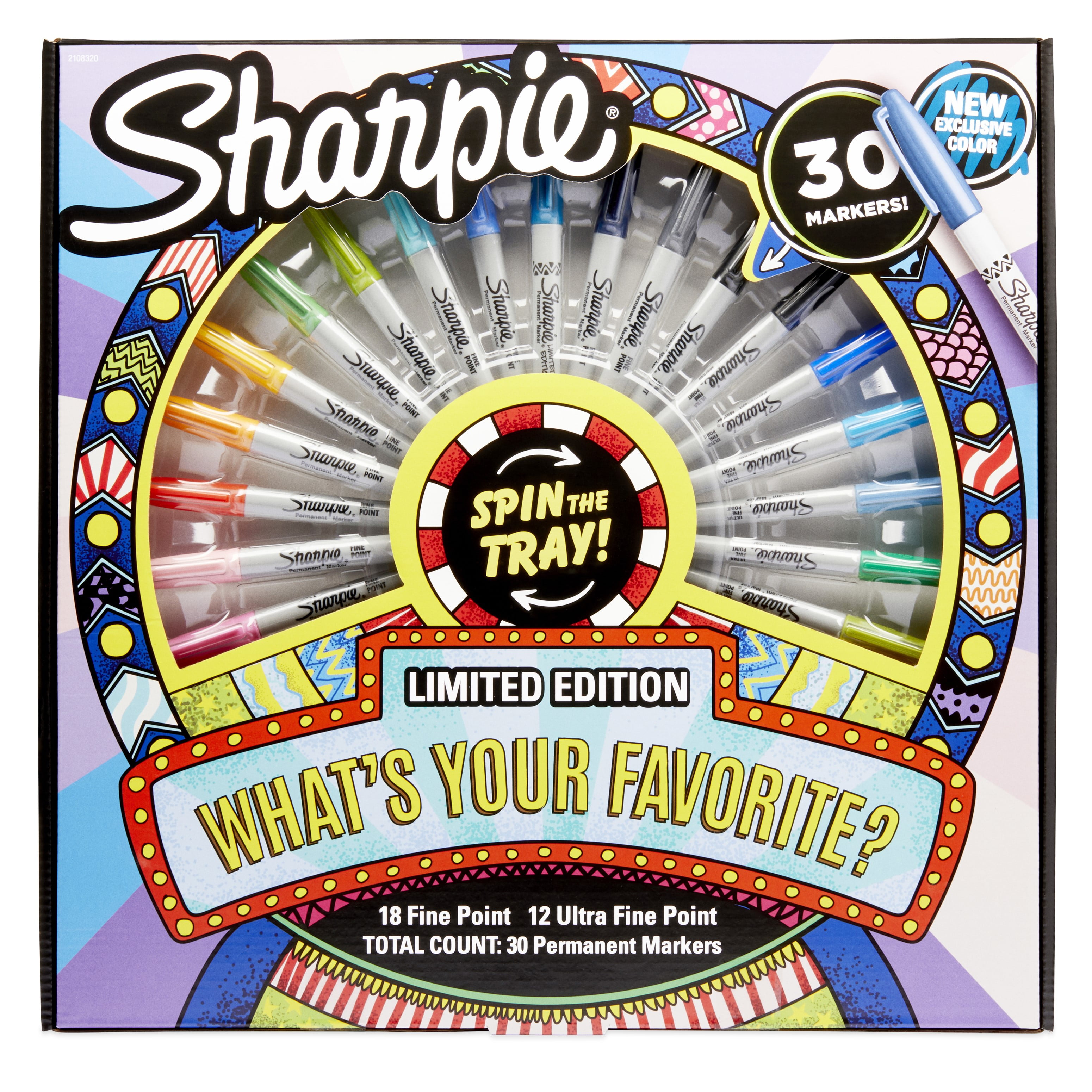 Sharpie Permanent Markers with Spinning Tray, Fine & UltraFine Tip