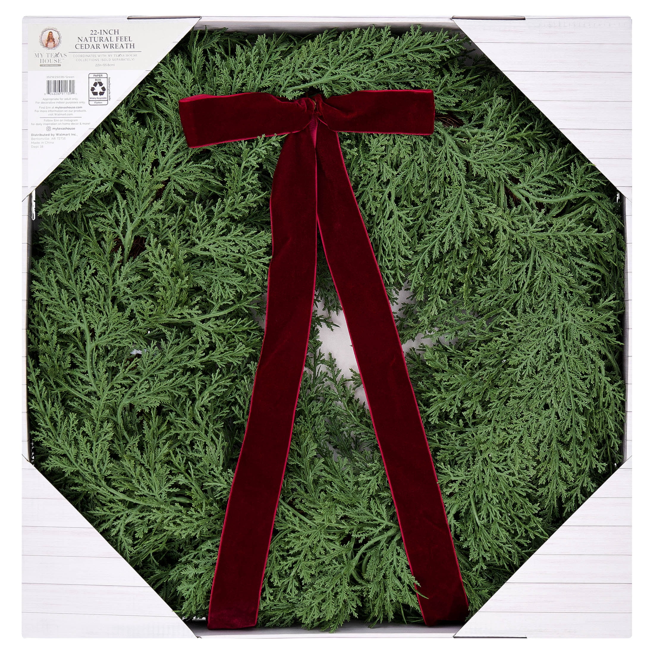 My Texas House 22-Inch Cedar Artificial Christmas Wreath photo 4
