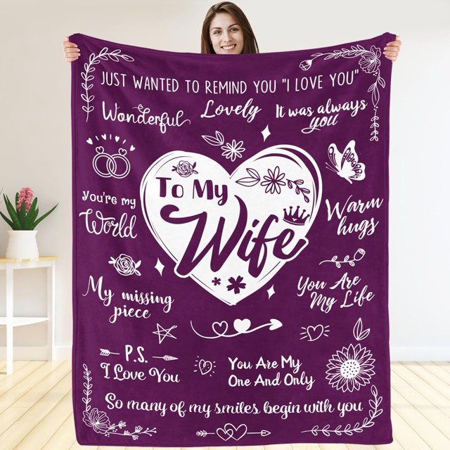 LHSHID Gifts for Wife from Husband to My Wife Blanket Wife Gifts from Husband Boyfriend Birthday Gifts for Wife for Wife from Husband Wife Blanket from Husband 60"x80"