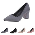 thumbnail image 4 of XIMIN Women's Closed Toe Classic Pointed Toe Heels Pumps Heels Chunky Block Heels Low Shoes Business Office Work Heels Shoes Comfortable Footwear (9, Grey), 4 of 5
