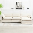thumbnail image 3 of JUSTLET Sectional Sofa with Ottoman, Small L Shaped Free Combination Corduroy Couch Furniture Sets for Living Room, Beige, 3 of 12
