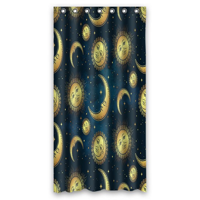 Cortina de Ducha ABPHQTO poliéster impermeable Cuerpos Celestes dorados 90x180 cm