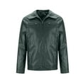 thumbnail image 3 of Olyvenn Leather Jacket for Men - Real Lambskin Vintage Trucker Mens Leather Jackets Lapel Neck Fashion Biker Jacket Green 12, 3 of 6
