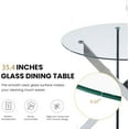 thumbnail image 6 of 36'' Round Dining Table for 2-4, Round Dining Room Table for Small Space, Silver Glass Kitchen Table for 4, X-Shape Metal Legs, 6 of 14