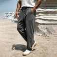 thumbnail image 5 of Lmnyox Men's Sweatpants Wide Leg Solid Color Elastic Waist Drawstring Sports Pants Loose Textured Joggers with Pockets, 5 of 9