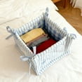 thumbnail image 4 of Cute Storage Basket Fabric Toy Organizer-Bow Preppy Desktop Storage Box Quilted Folding Storage for Gifts Home Decor Cute Storage Basket Desk Organizer for Home 5.5x5.5x5.7Inch, 4 of 6