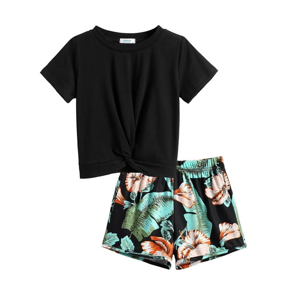 Arshiner Girls Clothing Sets Twist Front Top and Shorts 2 Piece Outfits Activewear Tracksuit