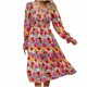 thumbnail image 2 of ICHUANYI Clearance Womens Fall Winter Vintage Dress Long Sleeve Print Dress(Pink, M) ICHUANYI WER2023081512959, 2 of 7