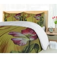 thumbnail image 5 of Ambesonne Romantic Duvet Cover Sets, Retro Flower Painting, 2-Queen, Pink Yellow Green, 5 of 7