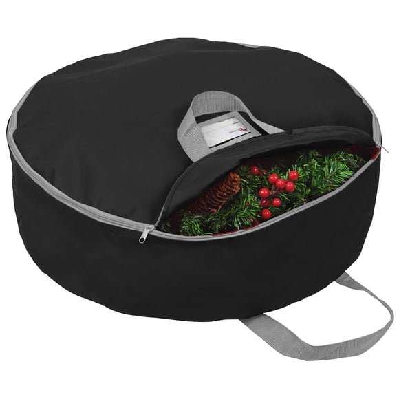 Primode Bolsa De Almacenamiento Para Coronas Navideñas De 36 Pulgadas - Contenedor De Coronas Con Asas - Material De Poliéster Oxford 600D Duradero Soporte De Almacenamiento Para Coronas Navideñas Gra