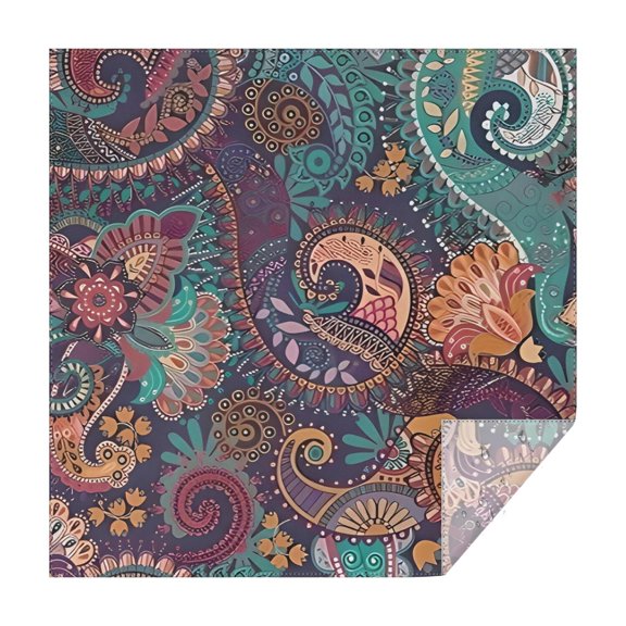 Multicolor Paisley Pattern Square Tablecloth,Waterproof Square Table Cover,Wipeable Spillproof Washable Table Cover for Home Kitchen Party Decor 42"X42"(107x107cm)