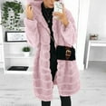 thumbnail image 2 of WREESH Womens Winter Faux Furry Coat Ladies Fashion Luxury Thicken Warm Overcoat Plus Size Hooded Jacket Mid Length Lapel Cardigan Outerwear Pink, 2 of 6
