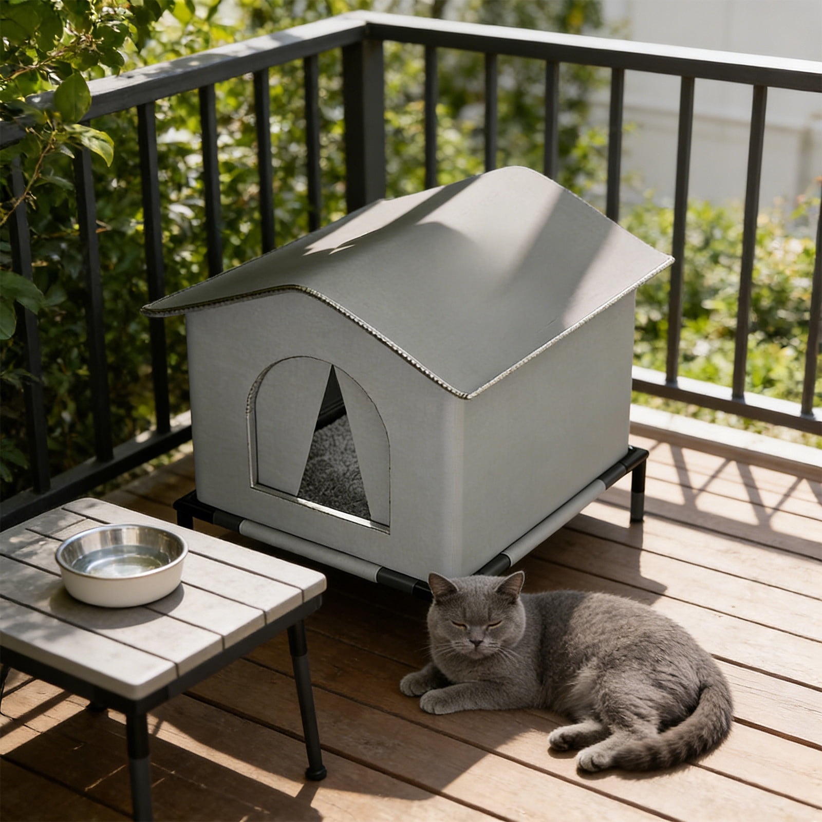 VAIFTILNO Outdoor Cat House for Feral Cats, 13x13x15.8in Waterproof Sun Protection Pet Tent, Insulated Cat Shelter for All Seasons, Portable Feral Cat Bed for Porch, Yard (More Colors)
