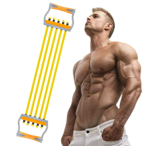 TOCO FREIDO Expanseur de Poitrine, Entraîneur de Force des Bras Ajustable à 5 Tubes, Bandes de Résistance d'Exercice pour l'Entraînement Musculaire à Domicile (50 Lb)