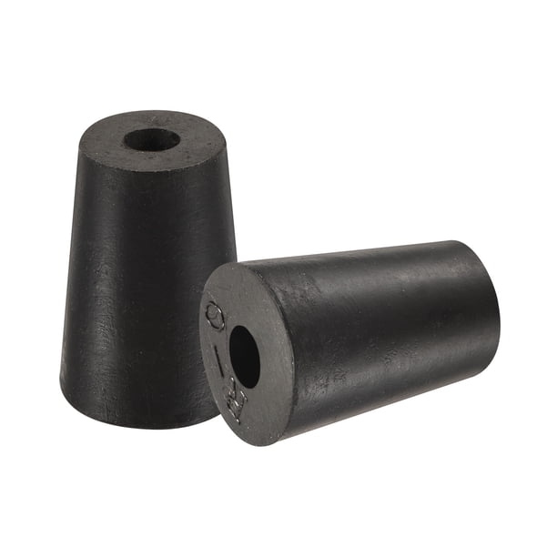 Uxcell Tapón de goma cónico de 13 mm a 17 mm con agujero para laboratorio y hogar, paquete de 5, color negro