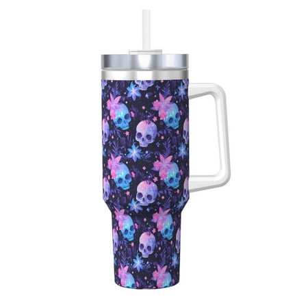 

Bingfone Skull starry sky flower leaf for 40 Oz Stainless Steel Travel Mug Double Wall Water Coffee Cup for Home Office Outdoor Works Great for Ice Drinks and Hot Beverage