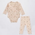 thumbnail image 4 of URMAGIC 0-24M Unisex Infant Baby Boys Girls Outfits Set Button Front Cotton Romper Pants 2PCS Set, 4 of 5