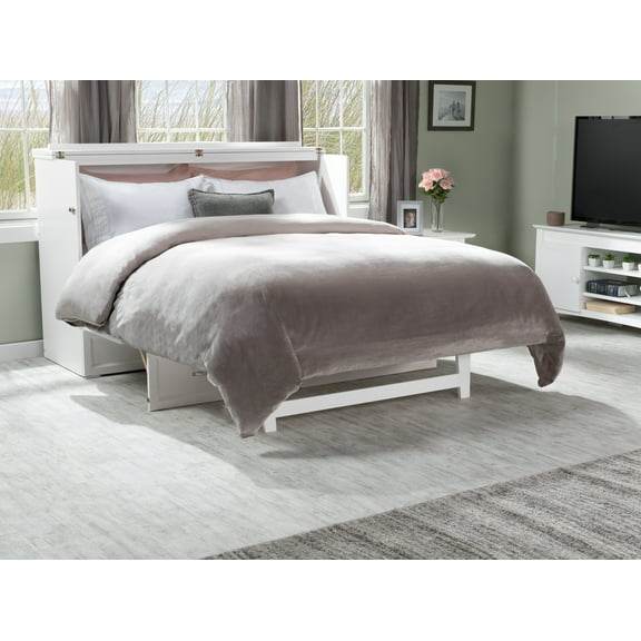 Deerfield Murphy Bed Chest Queen White with Charging Station