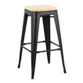 thumbnail image 2 of Oregon Contemporary Barstool In Black Steel And Natural Wood - Set Of 2, 2 of 7