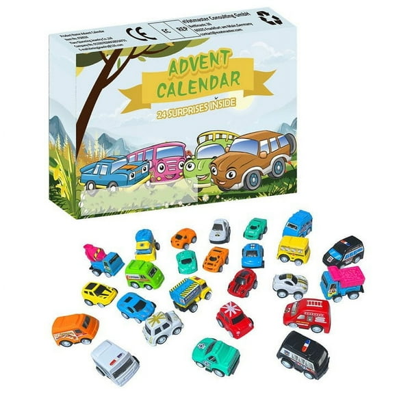 Advent Calendar 2025 Kids Baby 24 Surprise Pull Back Cars Toys Christmas Countdown Advent Calendar Toys For 2 3 Year Old Boys Girls Toddlers VehiclesToys For Age 18 24 Mont