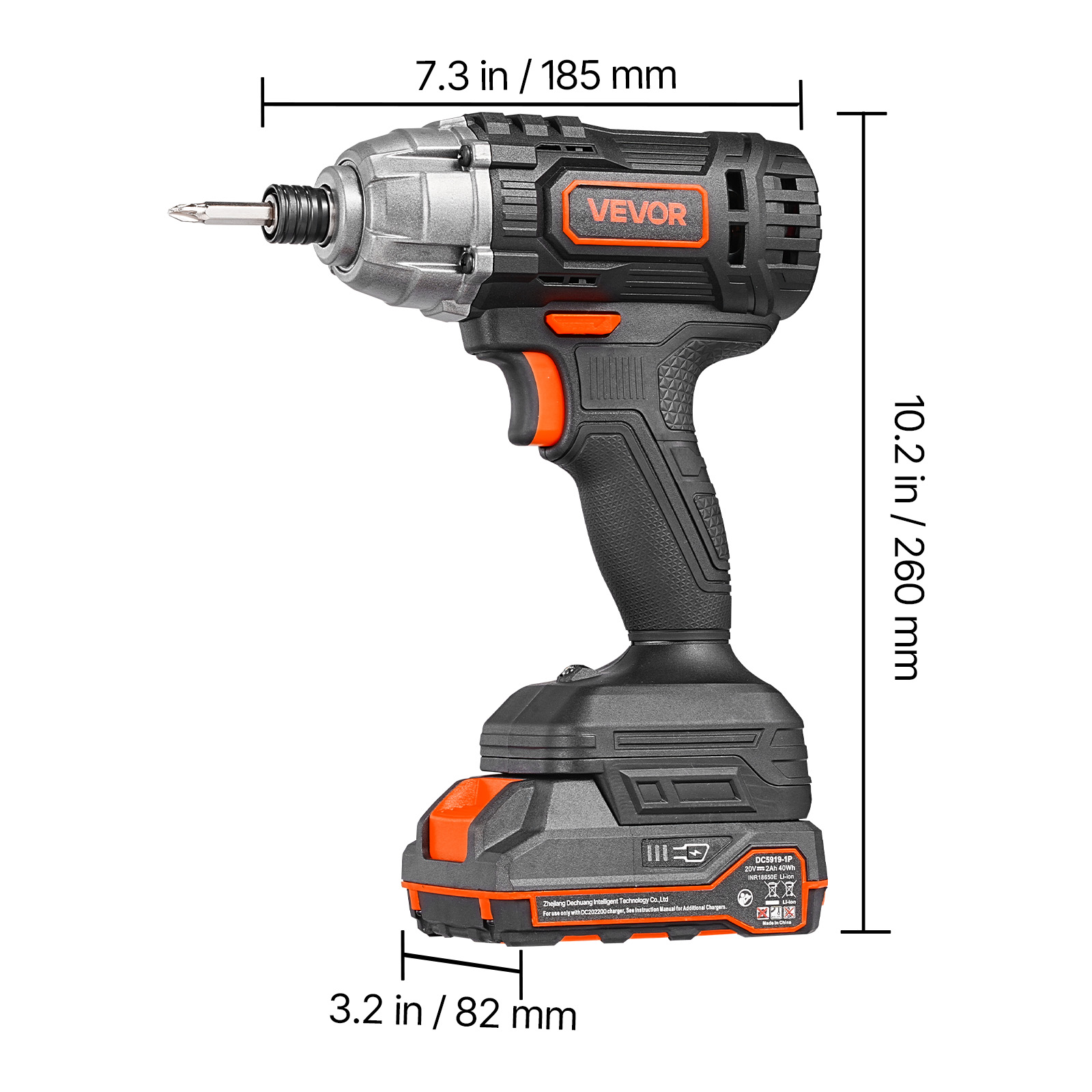 VEVOR Impact Driver, 1/4 Inch, 2800 RPM Max Speed, 20 V Powerful Motor, Electric Cordless Impact Driver Kit with Battery and Charger, 10 Bits, LED Work Light, for Furniture, Electrical, Home Repairs