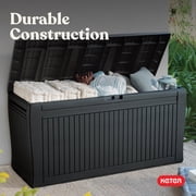 Keter Comfy 70 Gallon Durable Resin Outdoor Storage Deck Box Ideal Store Garden Tools and Pool Toys, Graphite Grey