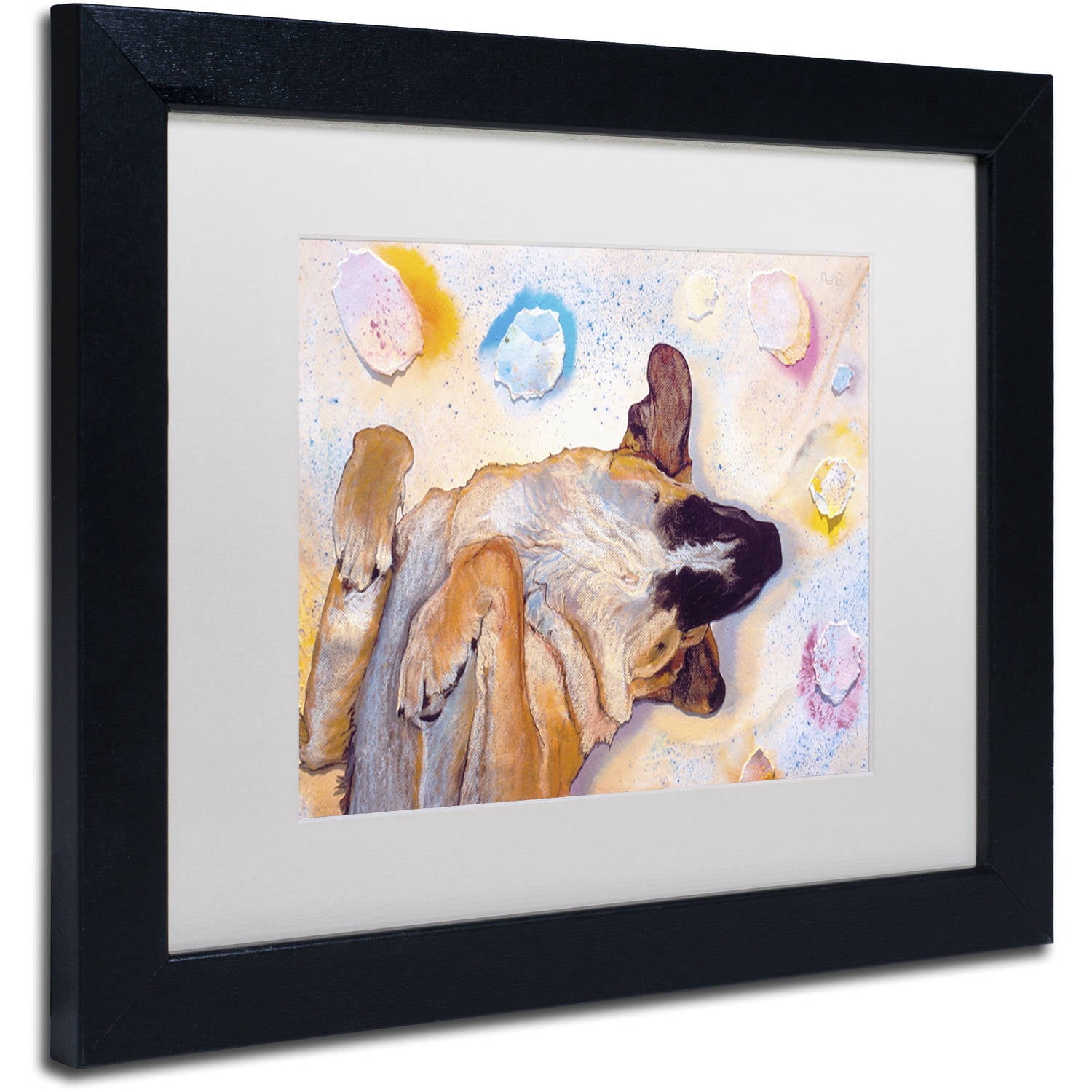 Trademark Fine Art "Dog Dreams" Canvas Art by Pat Saunders-White, White Matte, Black Frame