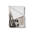 thumbnail image 2 of Vintage Soft Flannel Fleece Throw Blanket, Heraldic Eagle Birds with Damask Floral Victorian Retro Design, Cozy Plush for Indoor and Outdoor Use, 60" x 80", Tan Black White, by Ambesonne, 2 of 6