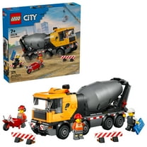 LEGO City Cement Mixer Truck Building Toy for Boys & Girls, Ages 7  - Pretend Play Construction Toy W/ Rotating Drum & 3 Worker Minifigures - Gift Idea for Birthdays - 60478