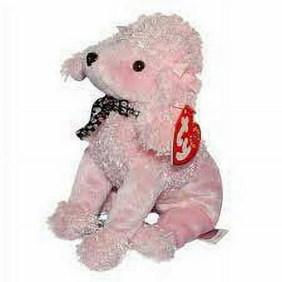 Ty Beanie Babies - BRIGITTE the Pink Poodle Dog Regular Size Plush (BONUS 1  FUN CHOPS & 1  ZIPPER BRACELET)