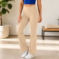 thumbnail image 2 of Horkkom Flare Leggings for Women High Waisted Yoga Pants Solid Color Workout Leggings with Pockets L, Gifts for Women, 2 of 8