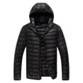 thumbnail image 3 of Men's Winter Large Size Cotton-padded Jacket with Hooded Slim Fit Lightweight Design for Cold Weather Outings, Daily Casual Wear, and Holiday Season Activities,Black,2XL, 3 of 9