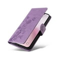 thumbnail image 5 of for iPhone 16e Wallet Phone Case,Women Flip Folio Cover with Credit Card Holders Emboss Butterfly & Flower PU Leather Purse Kickstand Shockproof Phone Case With Wrist Strap,Purple, 5 of 8