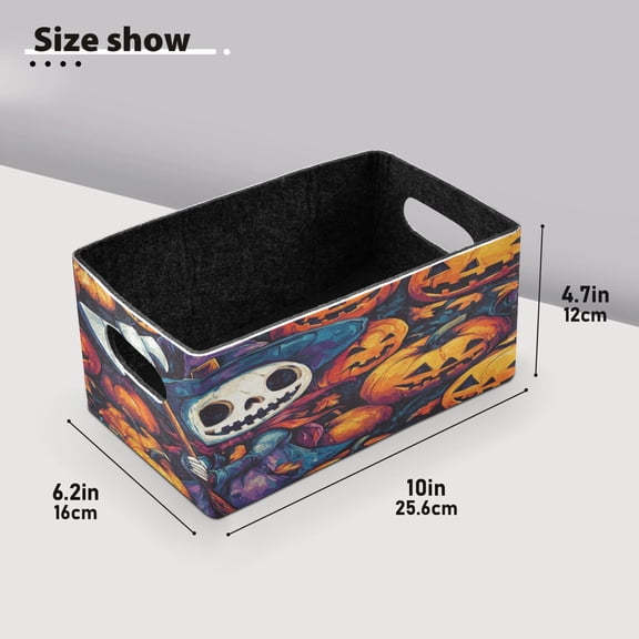 BZSMCE Shelf Baskets Cool and Pumpkin Pattern Storage Cube Bins 10.1*6.3*4.7in Set of 2