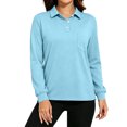 thumbnail image 2 of Hearthz Polo Shirts Women 3 Button Womens Long Sleeve Shirt Relaxed Fit Solid Color T Shirts for Women Uniform Tops Light Blue XXXL, 2 of 5