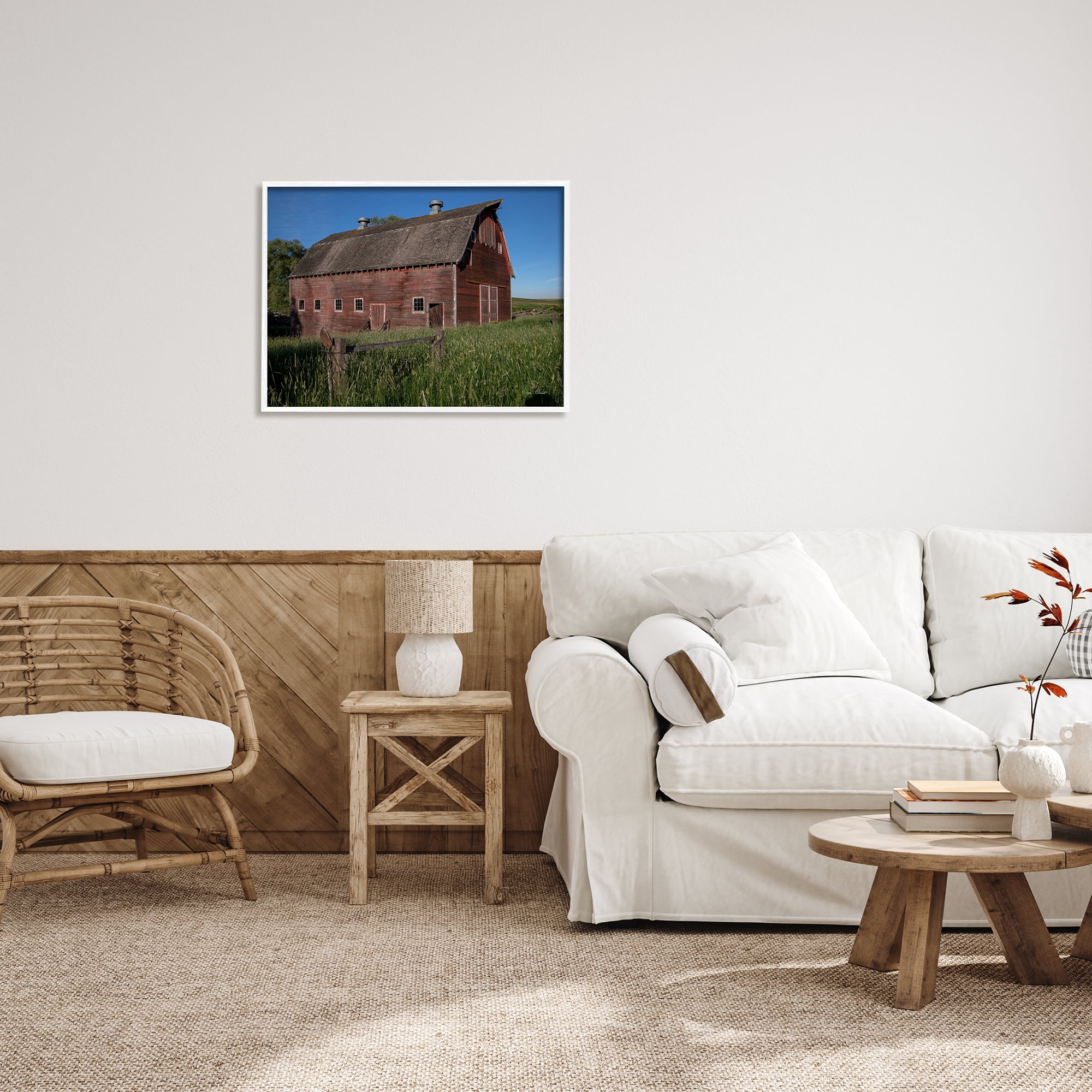 Stupell Industries Rural Barn Photography Nature Photography White Framed Art Print Wall Art, 30 x 24