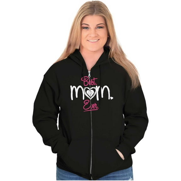 Cute Sweet Mothers Day Best Mom Ever Womens Plus Size Graphic Zipper Hoodie Brisco Brands 2X