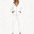 thumbnail image 2 of Women 2 Piece Outfits Sweatsuit Full Zip Hooded Sweatshirt Jacket Jogger Pants Casual Loose Tracksuit Set with Pockets for Workout Jogging Daily Street Going‑out Wear White XL, 2 of 9