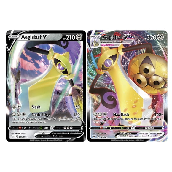 Set de cartas Pokémon Aegislash VMAX 127/185 y Aegislash V 126/185