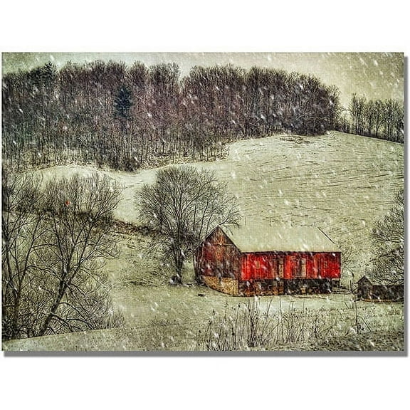 Trademark Fine Art "Snowy Cabin" Canvas Wall Art by Lois Bryan