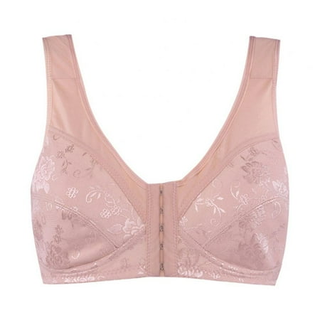 Baywell Women s Front-button Cotton Jacquard Vest with Sports Nursing Sleep Bra Dark Pink 38/85BC