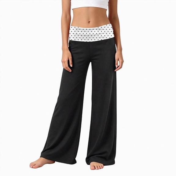 Xyant Girl's Polka Dots Fold Over Baggy Sweatpants Wide Leg Y2k Pants,Size 13-14 Years